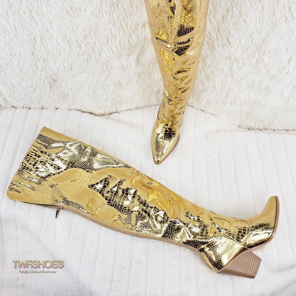 Gold Western Thigh High Boots Restocked_3